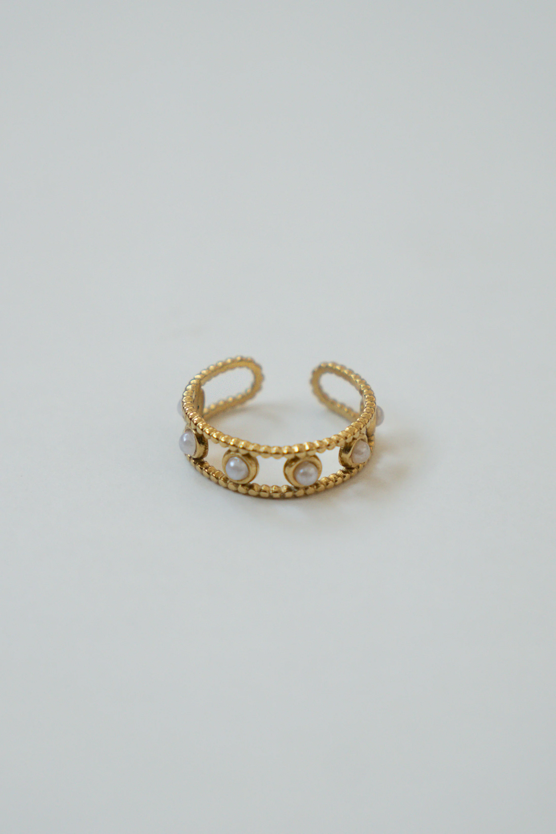 ANILLO DOBLE CÍRCULOS Y PERLA - Image 3