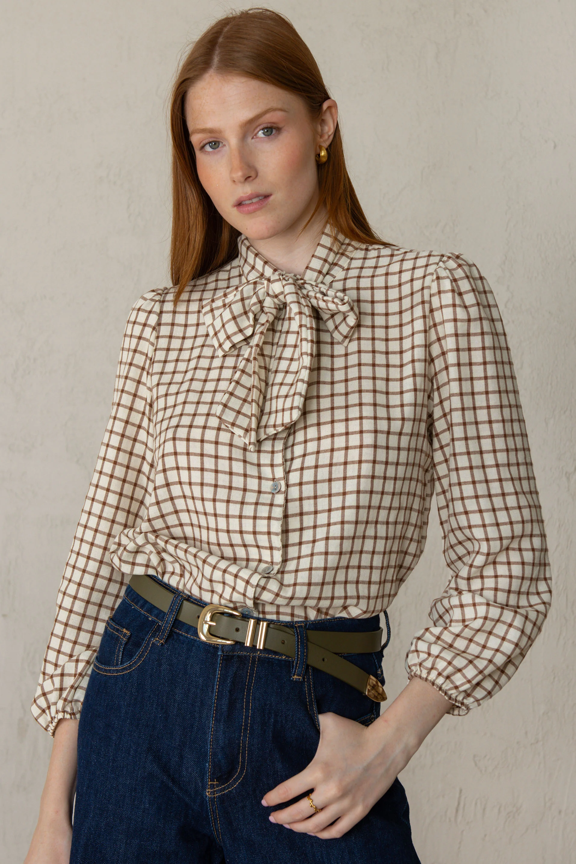 CAMISA CARLOTA // CUADROS TEJA - Image 3