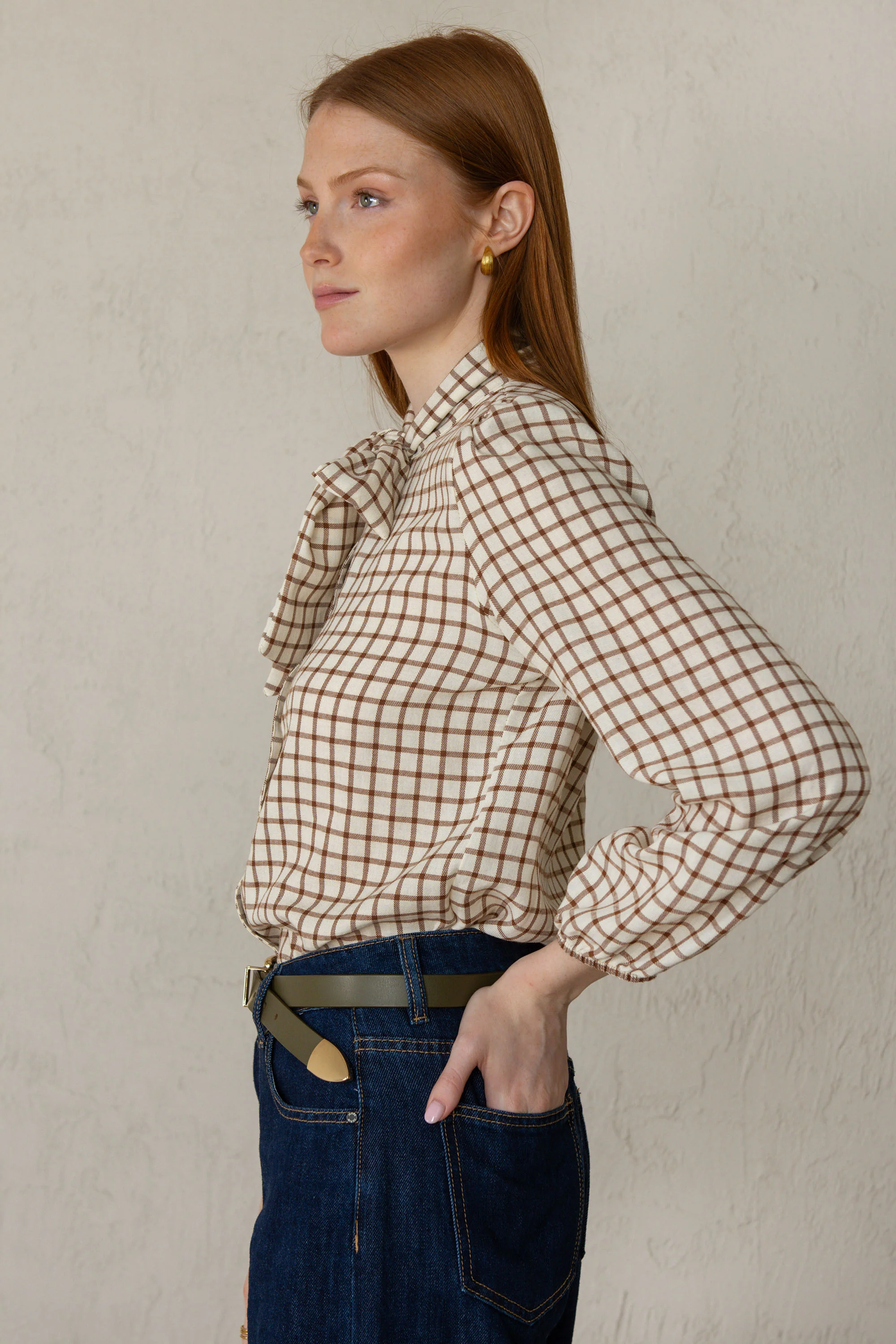 CAMISA CARLOTA // CUADROS TEJA - Image 4