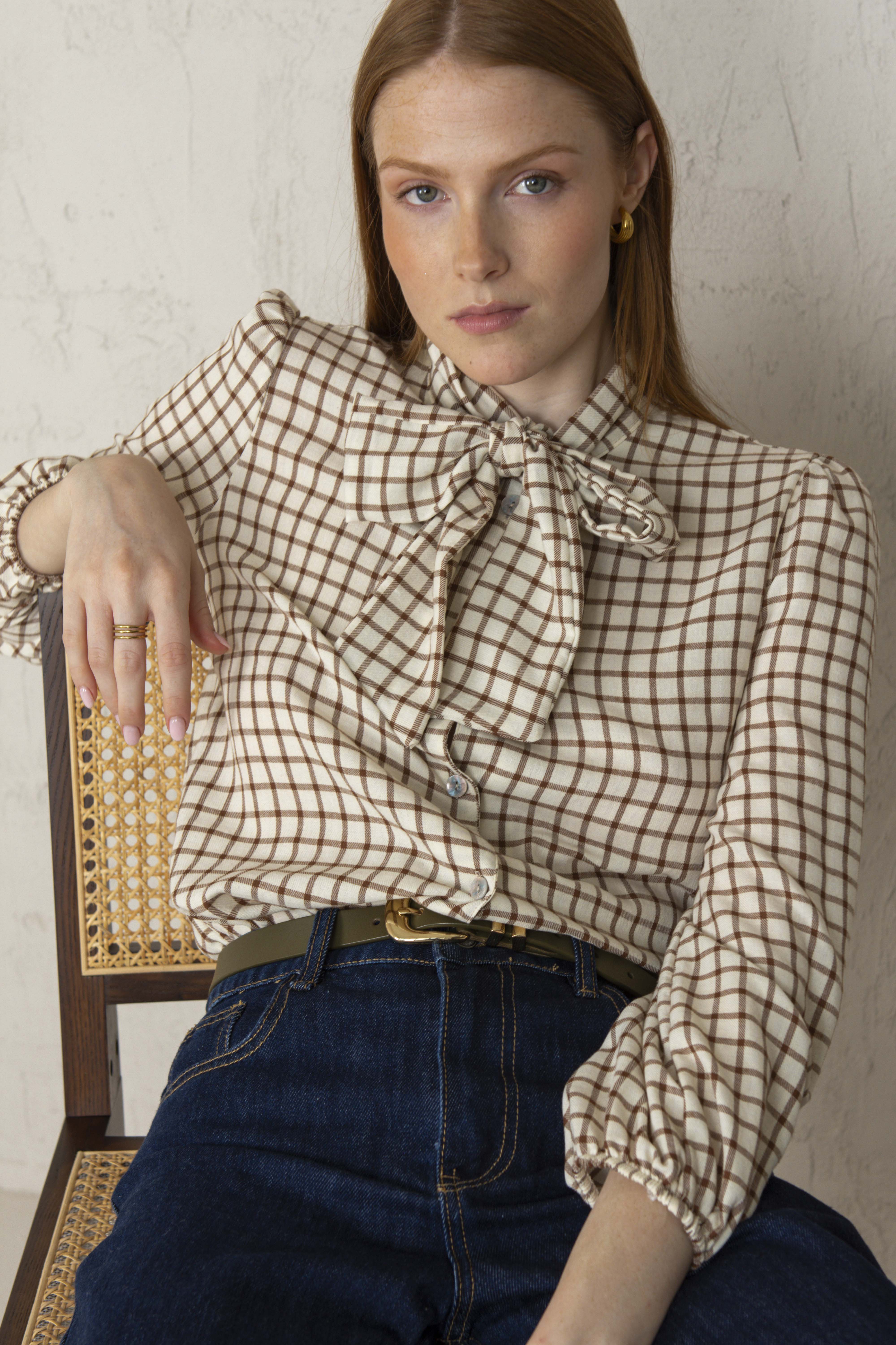 CAMISA CARLOTA // CUADROS TEJA - Image 6