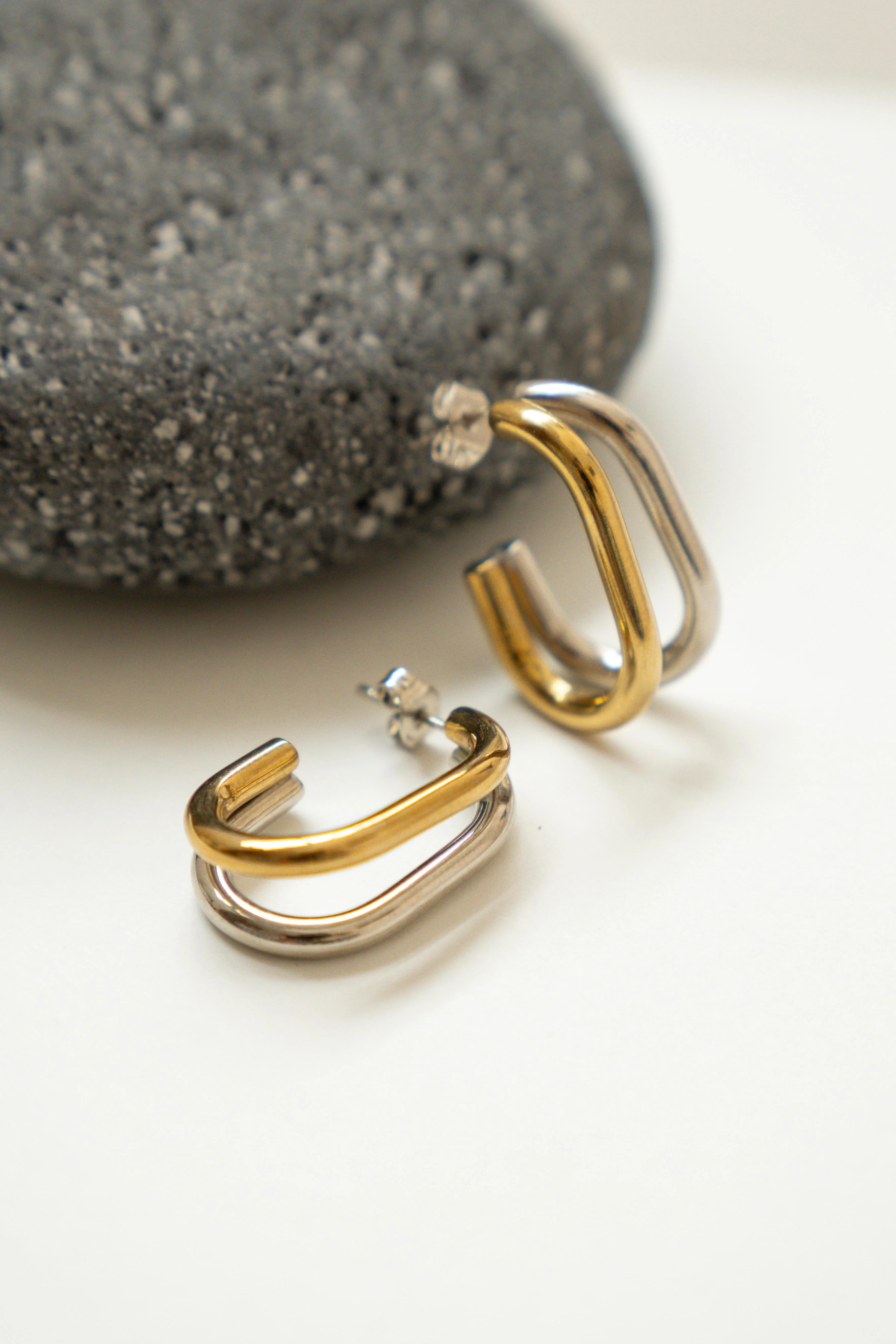 PENDIENTES ARO OVAL BICOLOR